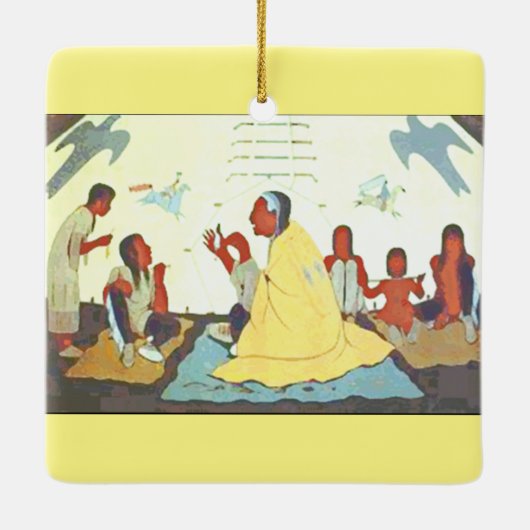 Lakota Storyteller-versiering Keramisch Ornament (Achterkant)