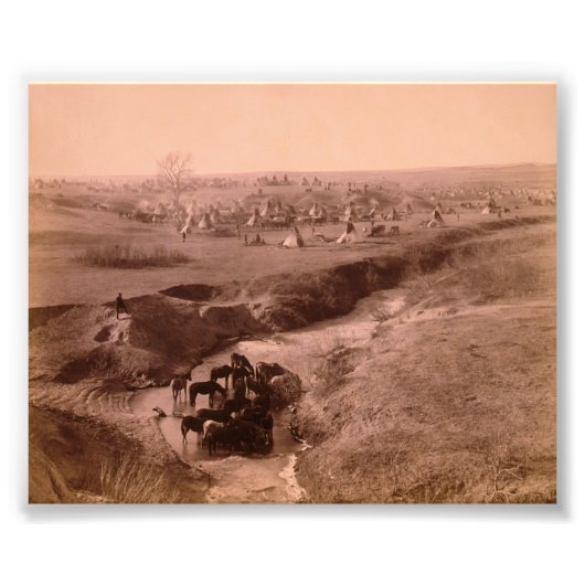 Lakota Tipi Camp Fotouitbreiding Foto Afdruk (Voorkant)