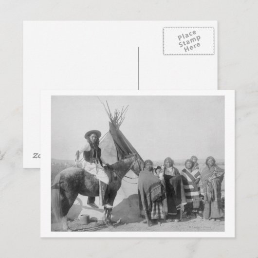 Lakota Vrouwen met zuigelingen en Man op Horseback Briefkaart (Voorkant / Achterkant)