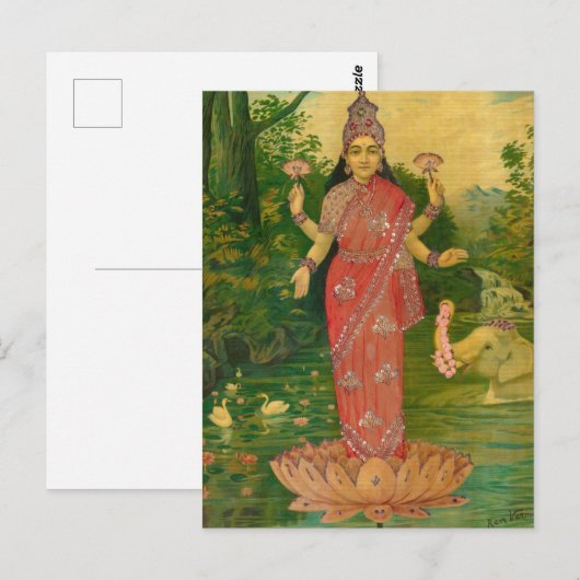 Lakshmi by Raja Ravi Varma Briefkaart (Voorkant / Achterkant)
