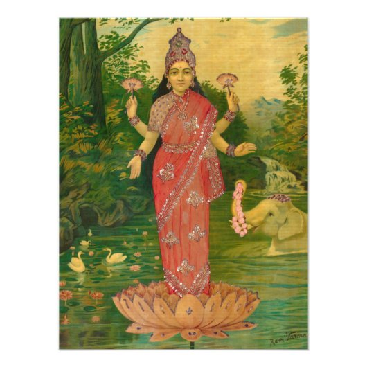 Lakshmi by Raja Ravi Varma Foto Afdruk (Voorkant)