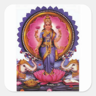 Lakshmi - De godin van rijkdom, geluk en schoonhei Vierkante Sticker