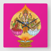 Lakshmi Ganesh Wall Clock Vierkante Klok (Voorkant)