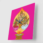 Lakshmi Ganesh Wall Clock Vierkante Klok (Hoek)