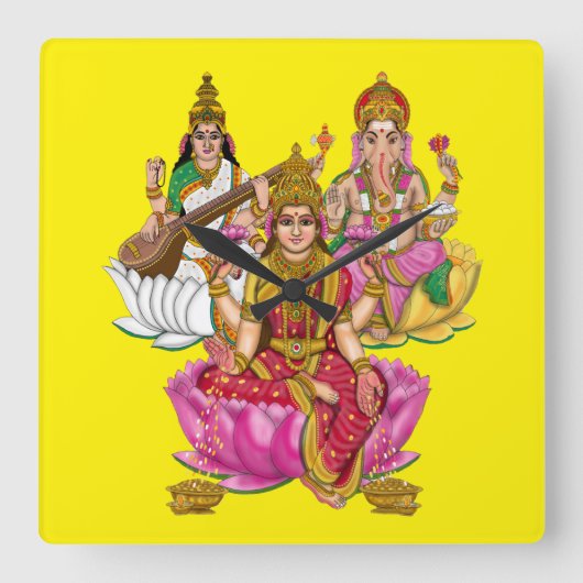 Lakshmi Ganesha wandklok (Voorkant)