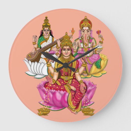 Lakshmi Ganesha wandklok (Voorkant)