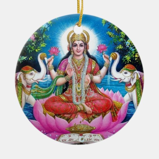 Lakshmi Goddess of Love, Prosperity, and Wealth Keramisch Ornament (Voorkant)