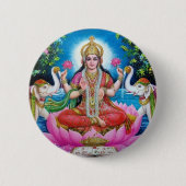Lakshmi Goddess of Love, Prosperity, and Wealth Ronde Button 5,7 Cm (Voorkant)