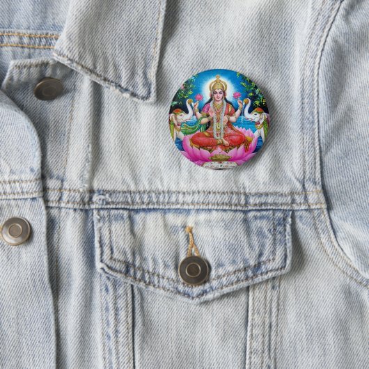 Lakshmi Goddess of Love, Prosperity, and Wealth Ronde Button 5,7 Cm (In situ)