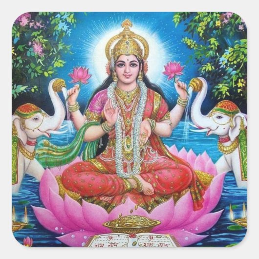 Lakshmi Goddess of Love, Prosperity, and Wealth Vierkante Sticker (Voorkant)