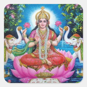 Lakshmi Goddess of Love, Prosperity, and Wealth Vierkante Sticker
