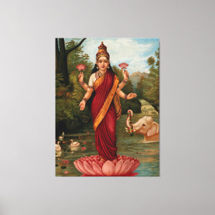 Lakshmi Goddess of Wealth Fortune and Provoorspoed Canvas Afdruk