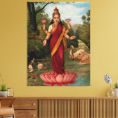 Lakshmi Goddess of Wealth Fortune and Provoorspoed Canvas Afdruk (Insitu (Woonkamer))