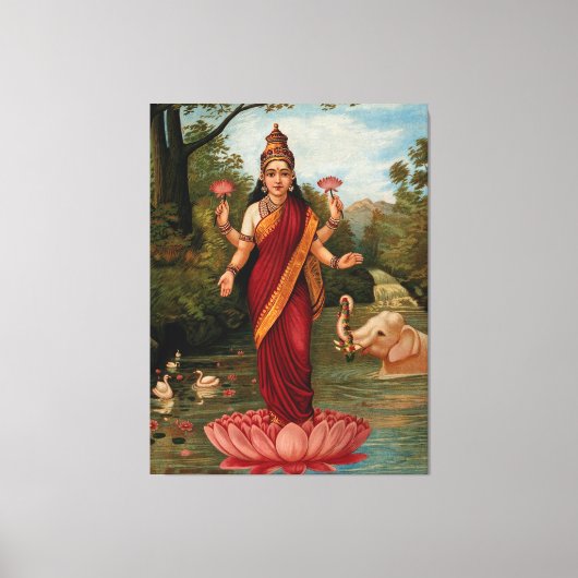 Lakshmi Goddess of Wealth Fortune and Provoorspoed Canvas Afdruk (Voorkant)