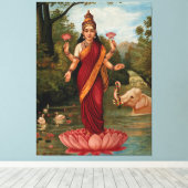 Lakshmi Goddess of Wealth Fortune and Provoorspoed Canvas Afdruk (Insitu (Houten vloer))