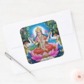 Lakshmi Godin van Rijkdom, Geluk en Schoonheid Vierkante Sticker (Envelop)