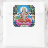 Lakshmi Godin van Rijkdom, Geluk en Schoonheid Vierkante Sticker (Tas)