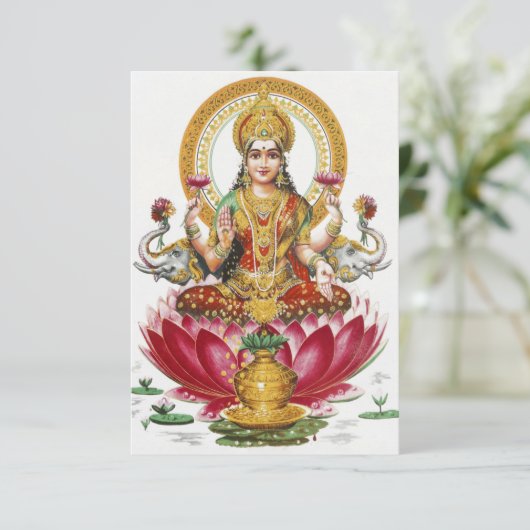 Lakshmi Hindu Goddess Bedankkaart (Staand voorkant)