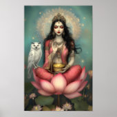 Lakshmi Hindu Goddess of Prosperity Owl Lotus Poster (Voorkant)
