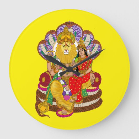 Lakshmi Narasimha Wall Clock Grote Klok (Voorkant)