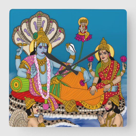 Lakshmi Narayan Clock Vierkante Klok (Voorkant)