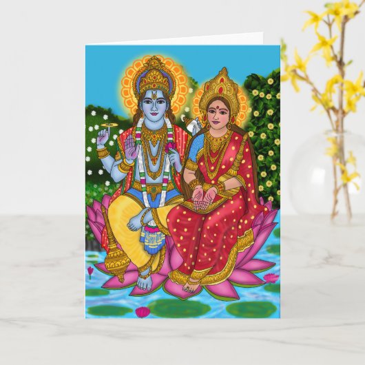 Lakshmi Narayan-Wenskaart Kaart (Gele Bloem)