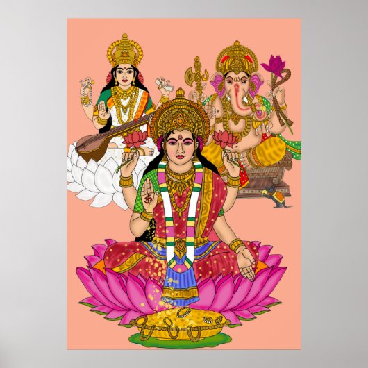 Lakshmi Saraswati Ganesha Poster (Voorkant)
