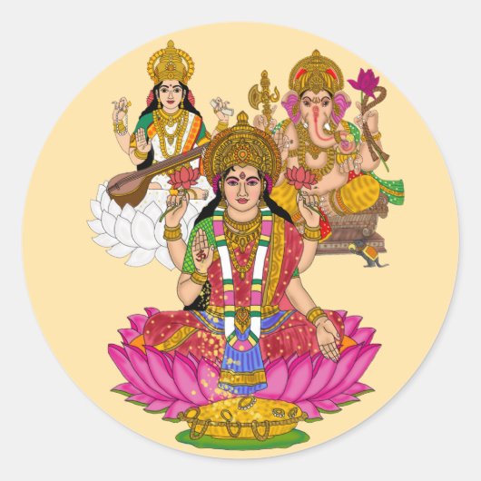 Lakshmi Saraswati Ganesha Stickers (Voorkant)