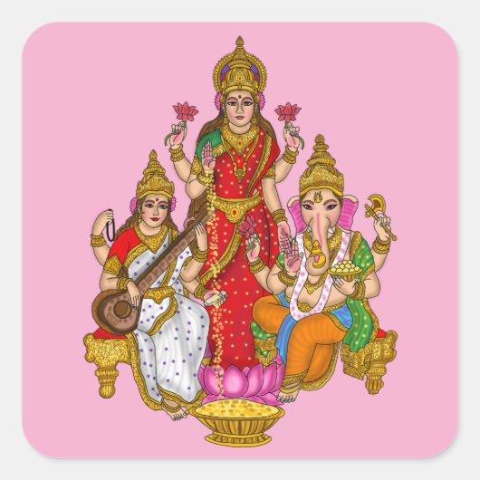 Lakshmi Saraswati Ganesha Stickers (Voorkant)