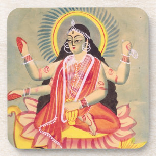 Laksmi, op een troon van lotusbladeren, c.1890 bier onderzetter