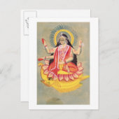 Laksmi, op een troon van lotusbladeren, c.1890 briefkaart (Voorkant / Achterkant)