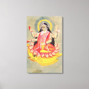 Laksmi, op een troon van lotusbladeren, c.1890 canvas afdruk