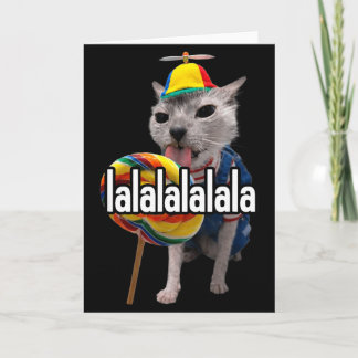 Lalalala Grappige Dwaze Kat Met Lolly Meme Mannen  Kaart