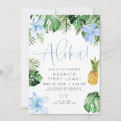 LALANI Beach Blue Hibiscus Luau Hula 1e verjaardag Kaart (Voorkant)