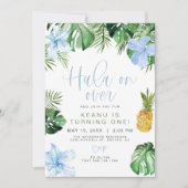 LALANI Beach Blue Hibiscus Luau Hula 1e verjaardag Kaart (Voorkant)