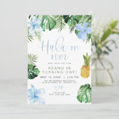 LALANI Beach Blue Hibiscus Luau Hula 1e verjaardag Kaart (Staand voorkant)