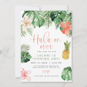 LALANI Beach Roze Hibiscus Luau Hula 1e verjaardag Kaart (Voorkant)