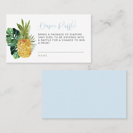 LALANI Blue Luau Tropische Luier Raffle Kaart Plaatskaartje (Voorkant / Achterkant)