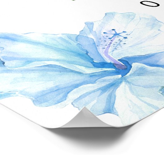 LALANI Tropical Blue Hibiscus Luau 1e verjaardag Poster (Hoek)