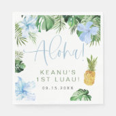 LALANI Tropical Blue Hibiscus Luau 1e verjaardag Servet (Voorkant)