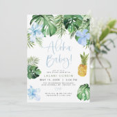 LALANI Tropical Blue Hibiscus Luau Baby shower Kaart (Staand voorkant)