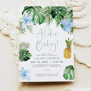 LALANI Tropical Blue Hibiscus Luau Baby shower Kaart