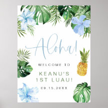 LALANI Tropisch Blauwe Hibiscus Luau 1e Verjaardag