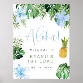 LALANI Tropisch Blauwe Hibiscus Luau 1e Verjaardag Poster