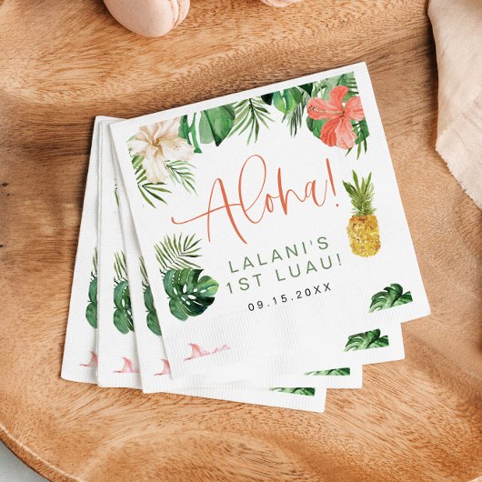 LALANI Tropisch Roze Hibiscus Luau 1ste verjaardag Servet