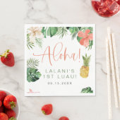 LALANI Tropisch Roze Hibiscus Luau 1ste verjaardag Servet (Insitu)