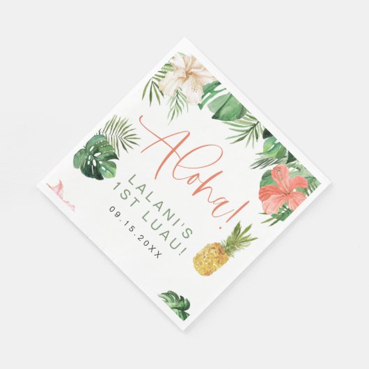 LALANI Tropisch Roze Hibiscus Luau 1ste verjaardag Servet (Hoek)