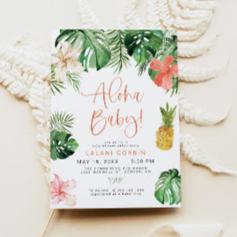 LALANI Tropisch Roze Hibiscus Luau Baby shower Kaart