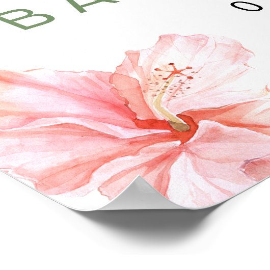 LALANI Tropisch Roze Hibiscus Luau Baby shower Poster (Hoek)