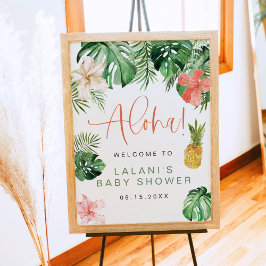 LALANI Tropisch Roze Hibiscus Luau Baby shower Poster